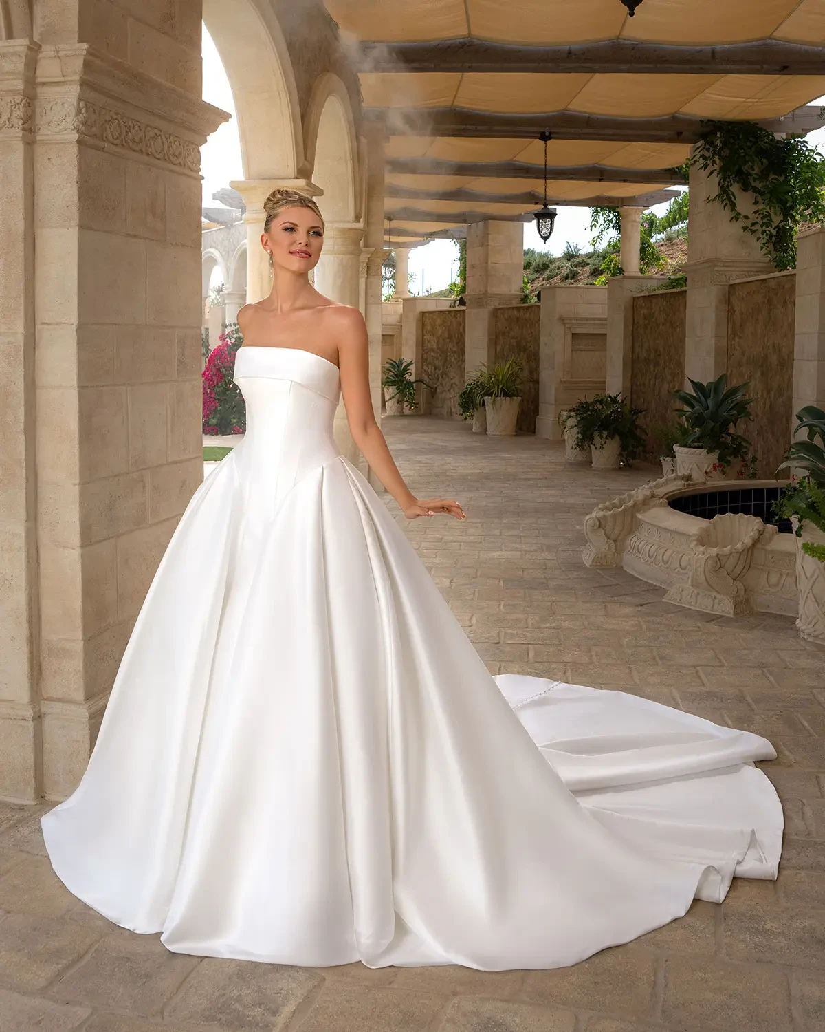 model wearing kitty chen wedding gown