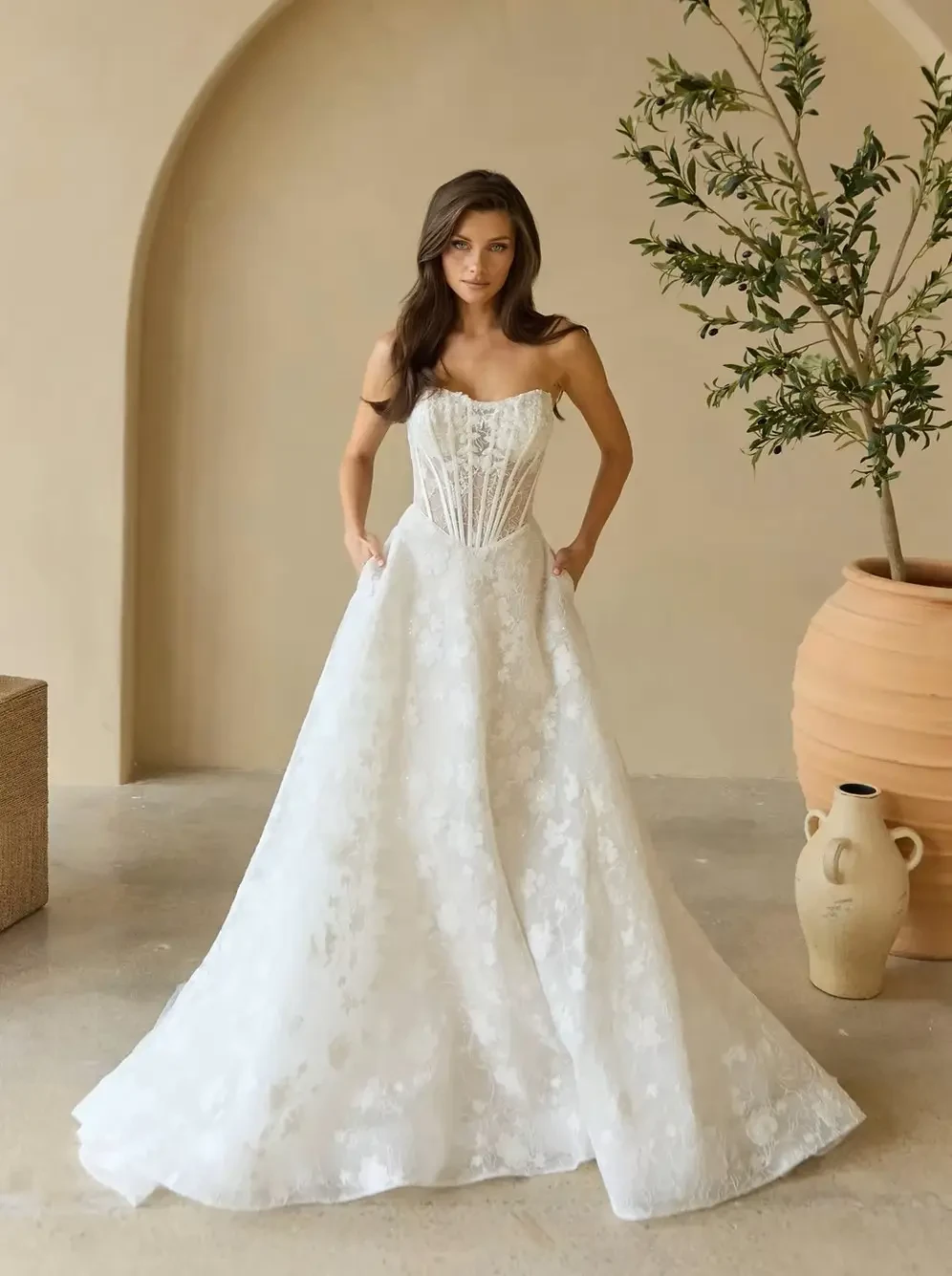 model wearing a wedding gown