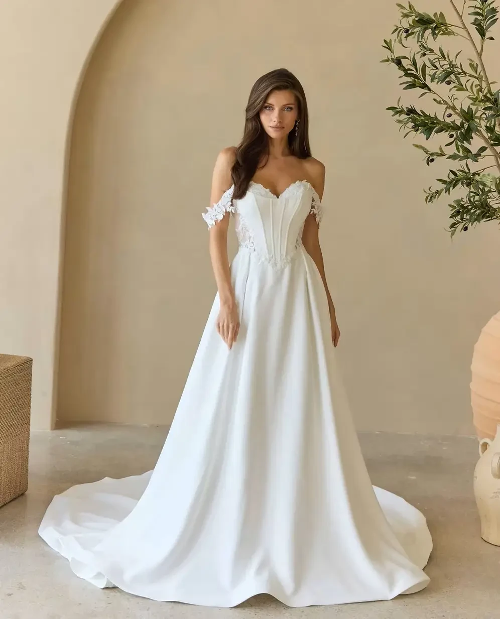 model wearing a wedding gown