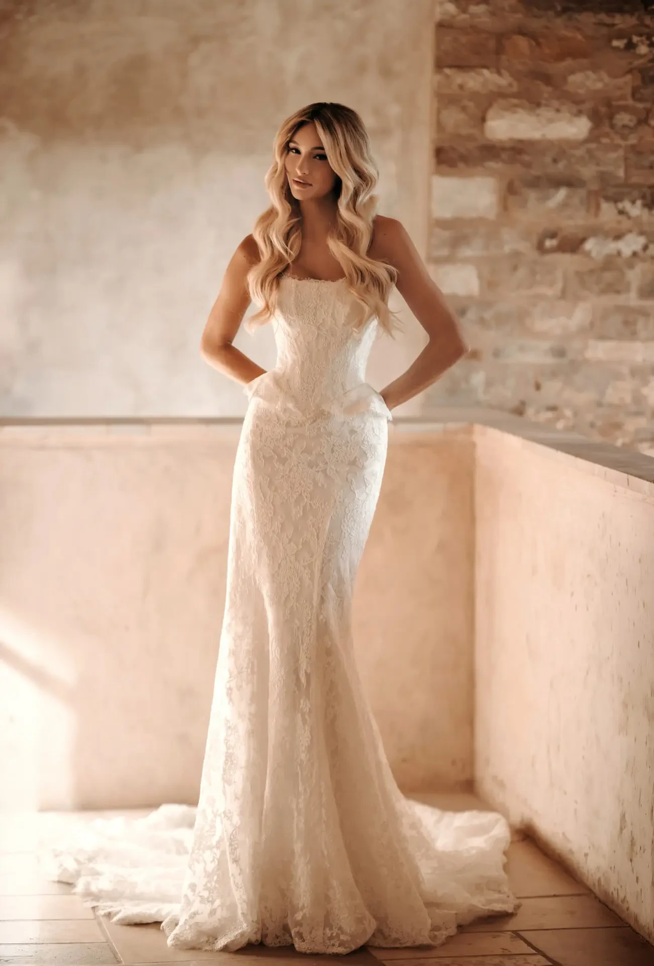 model wearing Madi Lane wedding gown