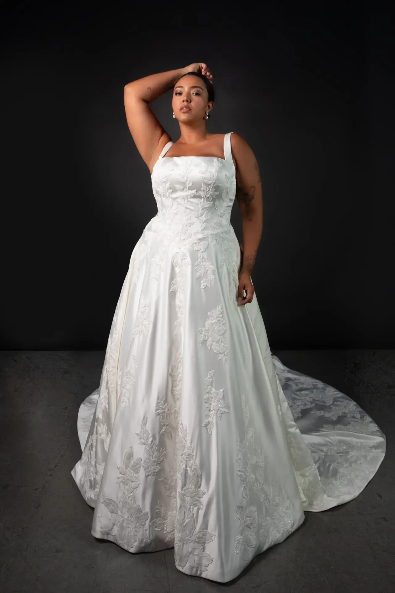 model wearing Madi Lane wedding gown