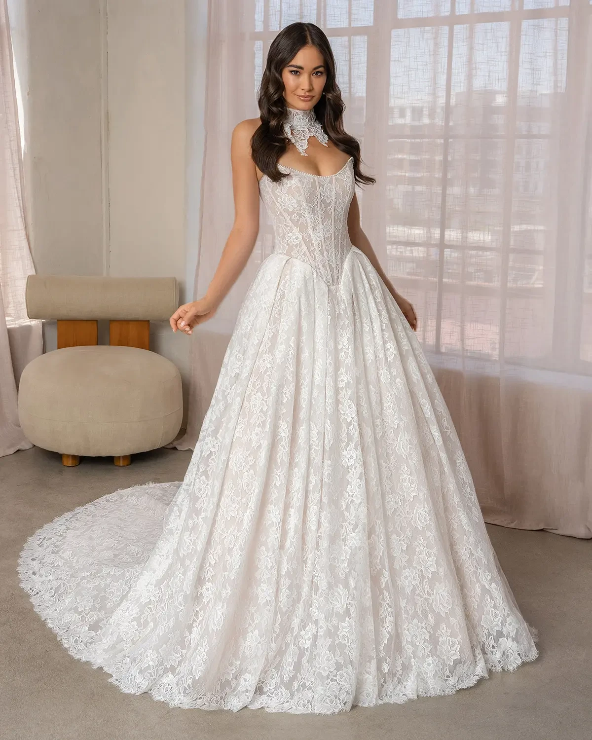 model wearing kitty chen wedding gown